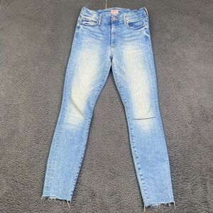 MOTHER The High Waisted Looker Ankle Fray Jeans in Au Revoir Wash, 27